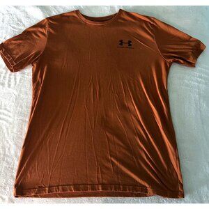 Under Armour Loose Fit Mens T-Shirt Medium Burnt Orange Crew Neck Athletic Tee